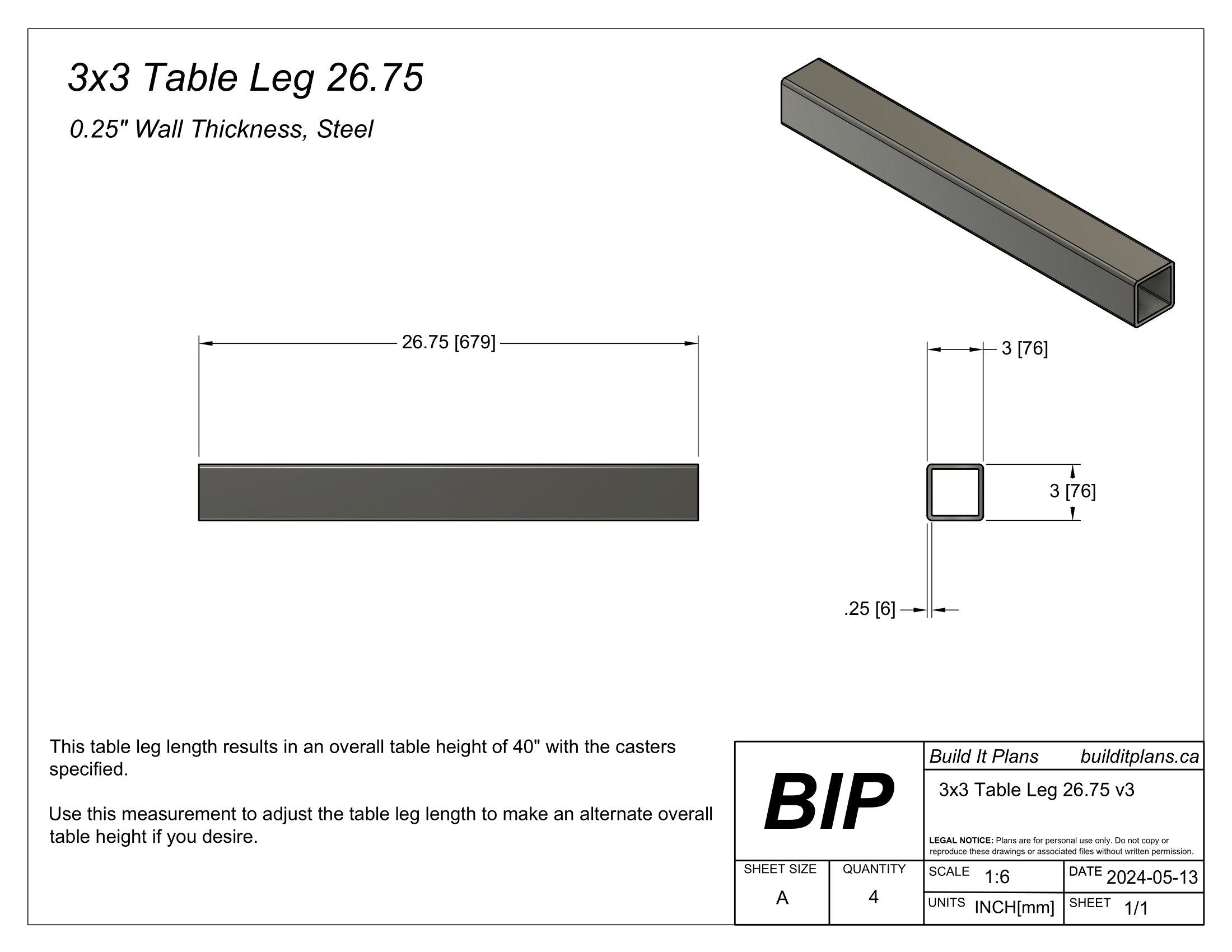 4'x8' Welding Table DXF Files - 3/8" Steel