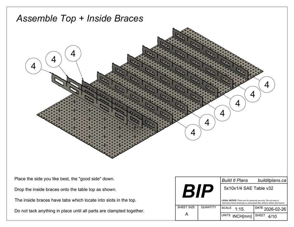 5x10 Welding Table DXF File Bundle - For 1/4", 3/8" and 1/2" Material
