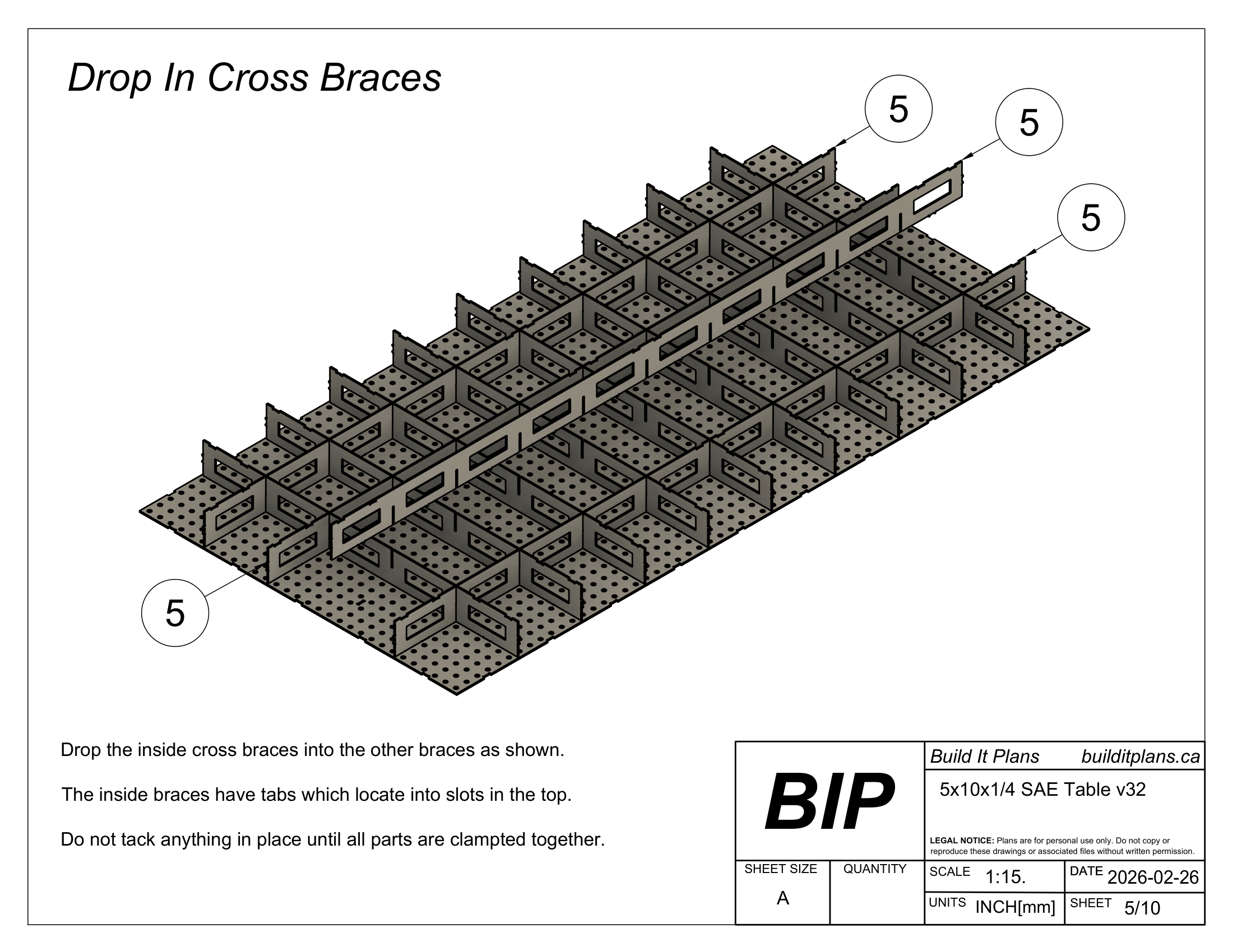 5x10 Welding Table DXF File Bundle - For 1/4", 3/8" and 1/2" Material