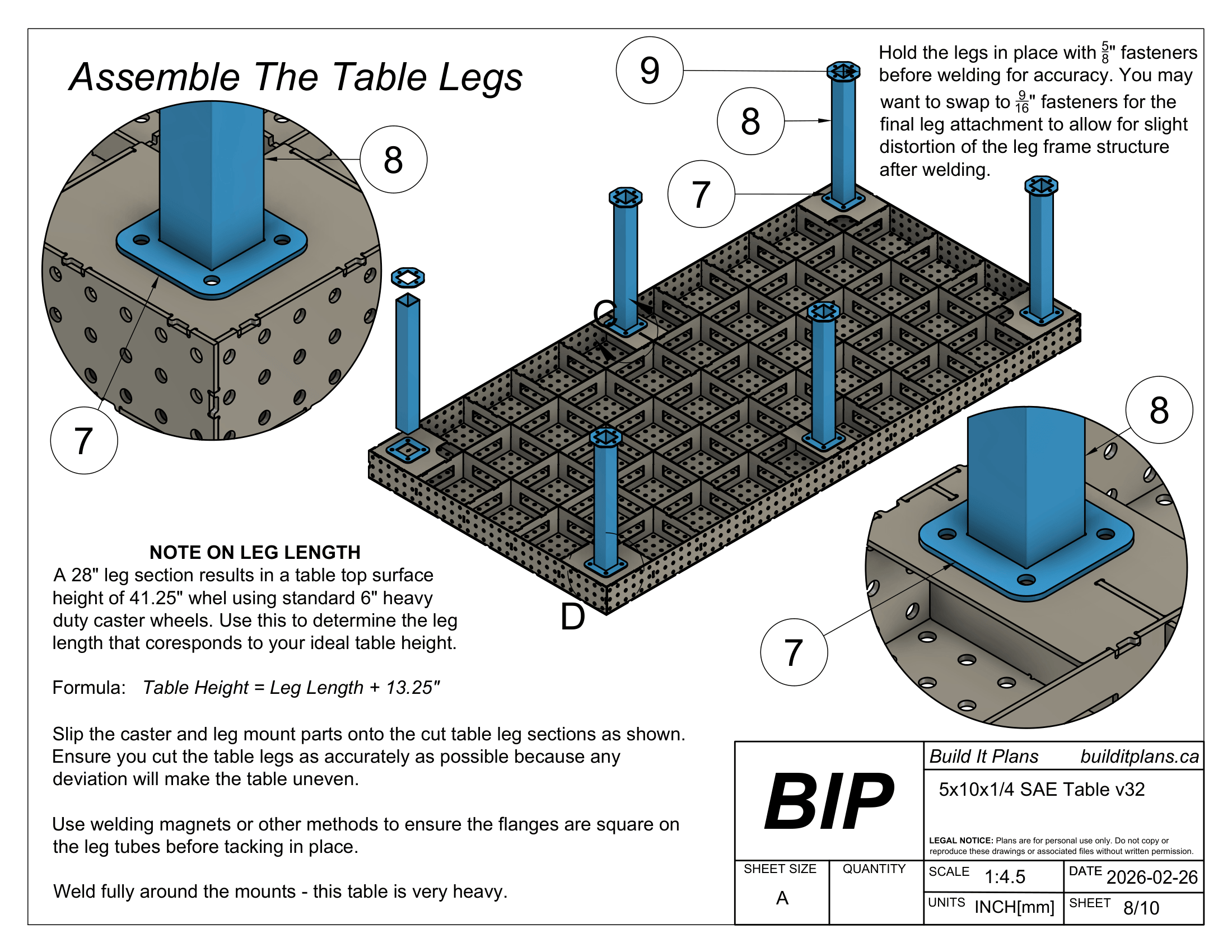 5x10 1/4" Welding Table DXF Files and PDF Plans - For 0.25" Material
