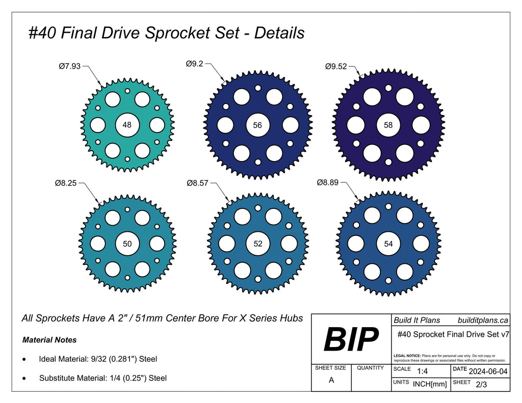 Final Drive #40 Sprocket DXF Cut Files - Ideal for Go Karts + Mini Bikes