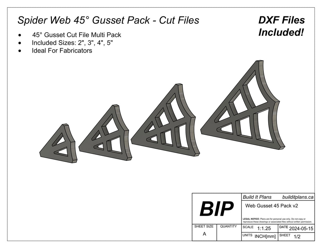 Gusset DXF Bundle - Corner, Spider Web, Tie Down And Flame Gusset Cut Files