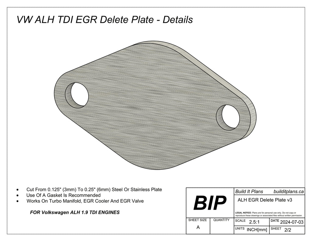 ALH TDI EGR Delete Plate DXF File – VW ALH EGR Block-Off Cut File