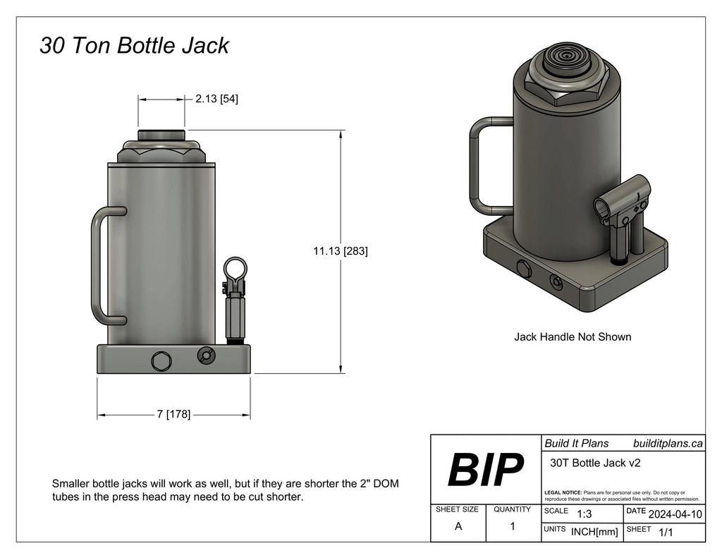 30 Ton Shop Press Plans - Heavy Duty Press DXF Cut Files + PDF Plans