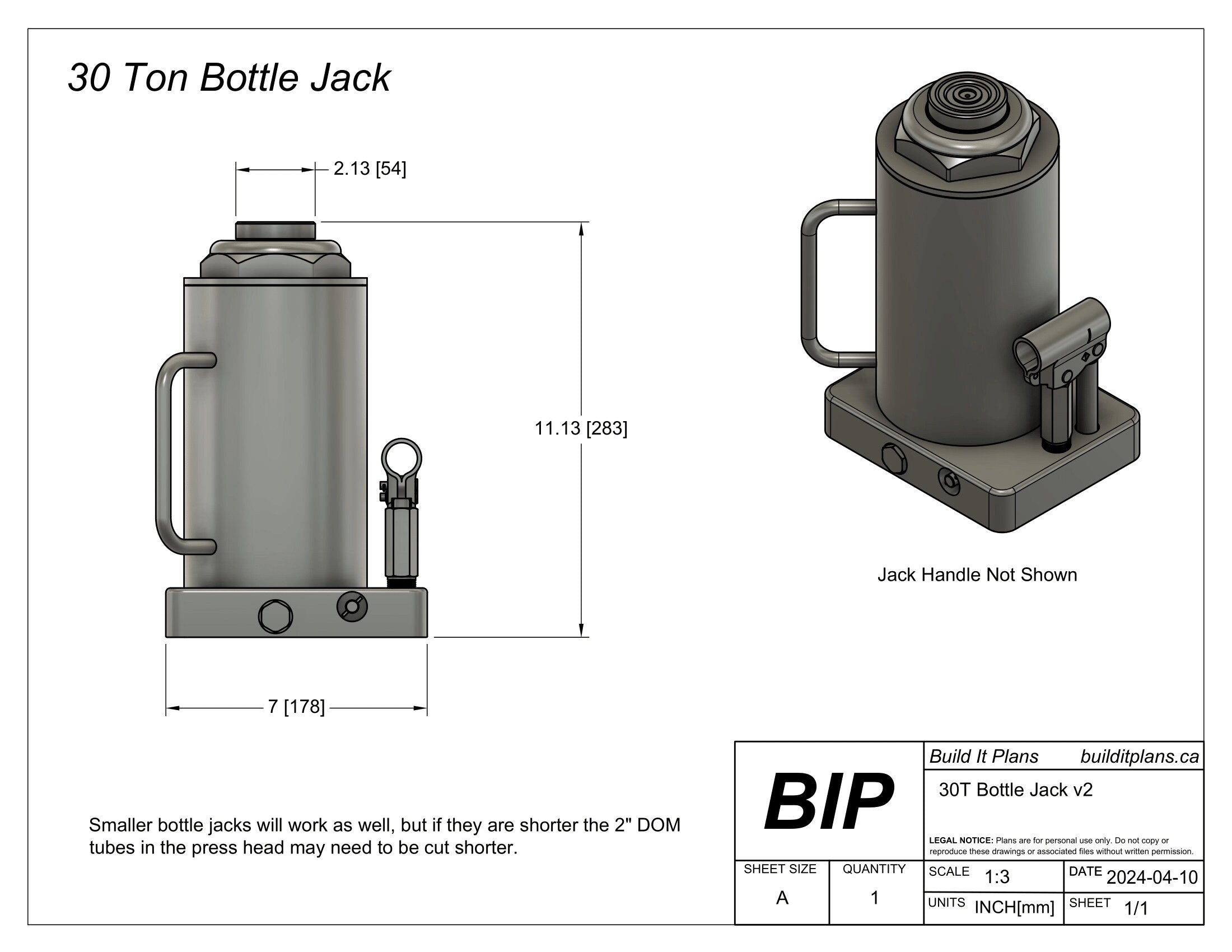 30 Ton Shop Press Plans - Heavy Duty Press DXF Cut Files + PDF Plans