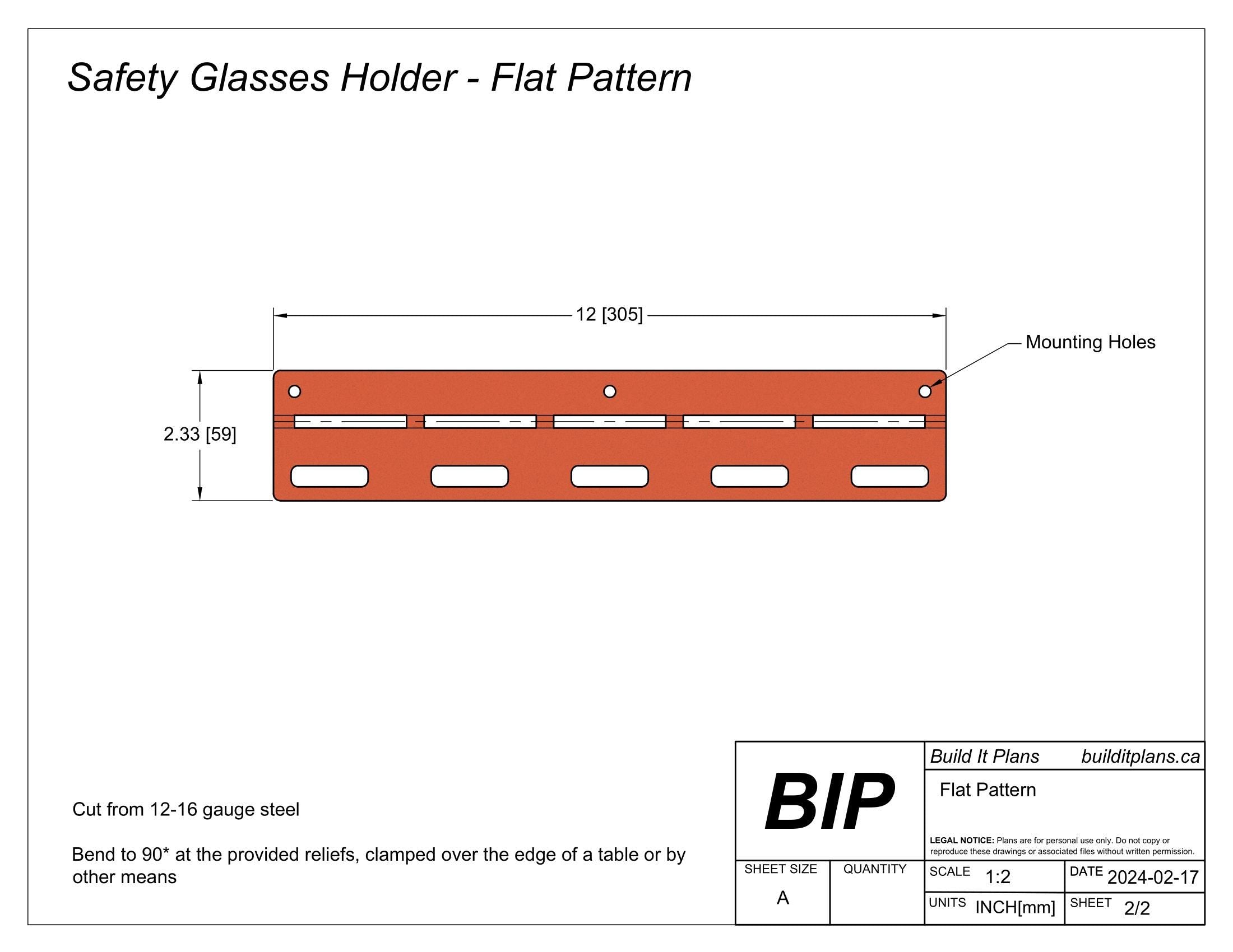 Safety Glasses Hook DXF File – Wall Mount PPE Holder Cut File