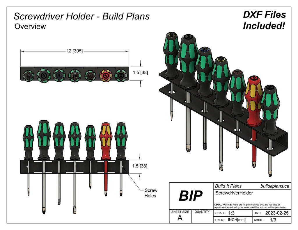 Screwdriver Rack DXF – Mounted Screwdriver Holder Cut File