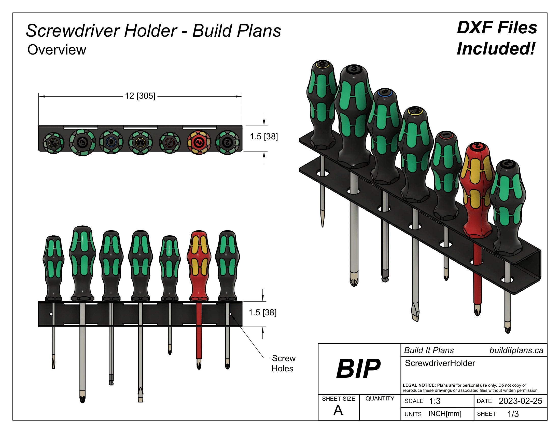 Screwdriver Rack DXF – Mounted Screwdriver Holder Cut File