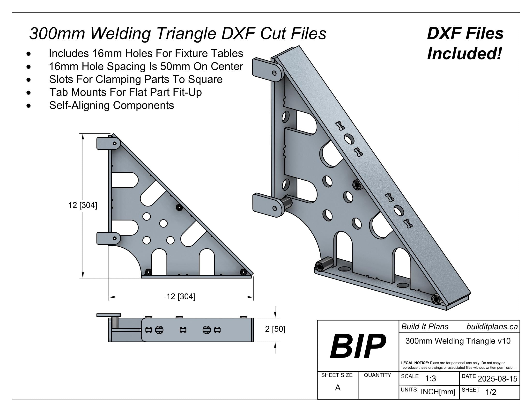 Metric Welding Square DXF Bundle - 6mm Thick Steel - Welding Fixture Cut Files