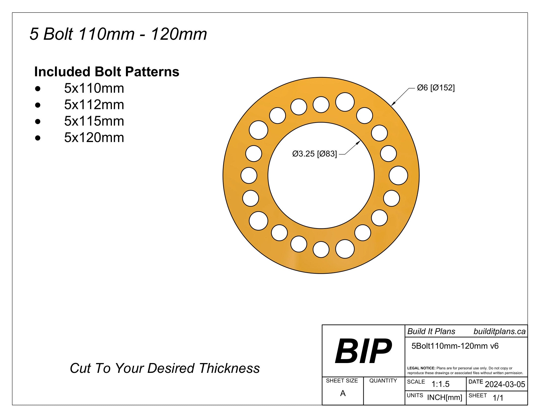 Universal Wheel Spacer DXF Files – DIY Wheel Spacer Cut File Pack