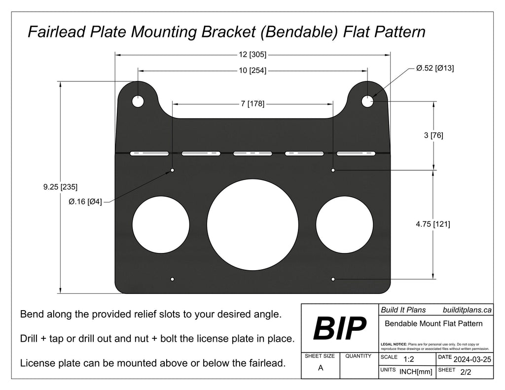 Winch Fairlead License Plate Mounting Bracket DXF Files