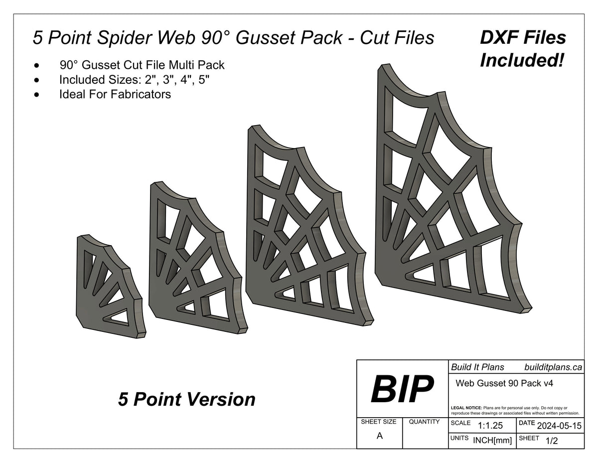 Point Style 5 Spider Web Corner Gusset DXF File Bundle (5 Point Style) – Build It ...