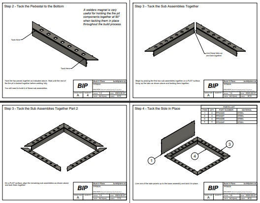 24"x24" Square Fire Pit DXF Cut Files and PDF Plans - 24x24