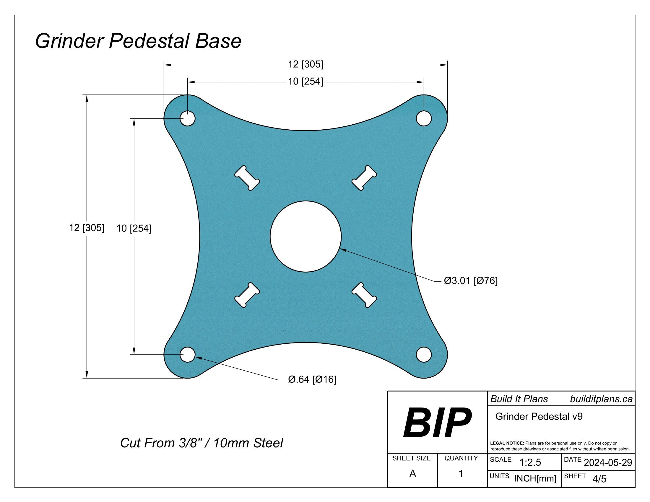 Grinder Pedestal Stand DXF Files - DIY Floor Mounted Pedestal Stand