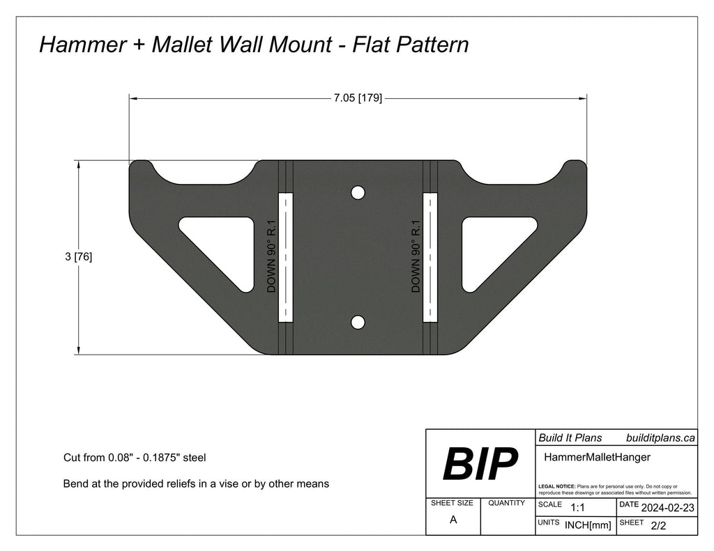 Hammer and Mallet Hanger DXF - Wall Mount Tool Organizer Cut File
