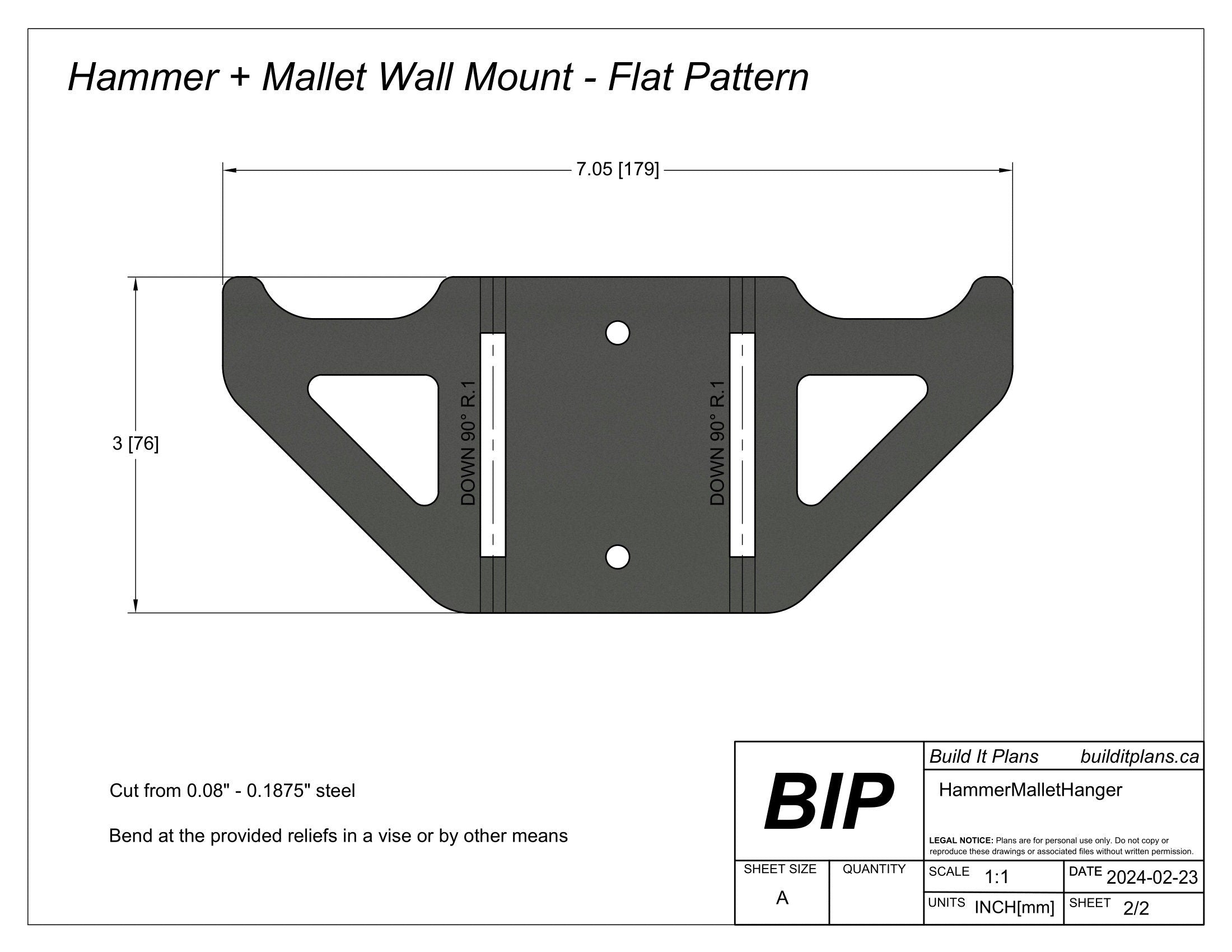 Hammer and Mallet Hanger DXF - Wall Mount Tool Organizer Cut File