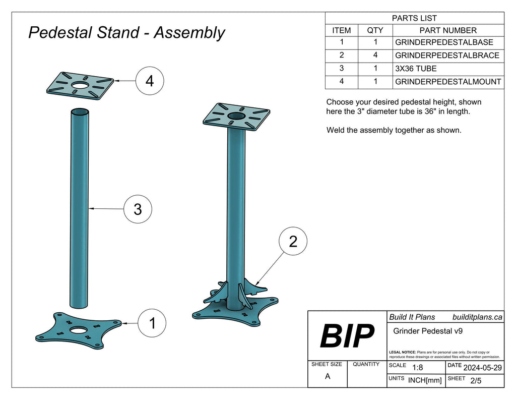 Grinder Pedestal Stand DXF Files - DIY Floor Mounted Pedestal Stand