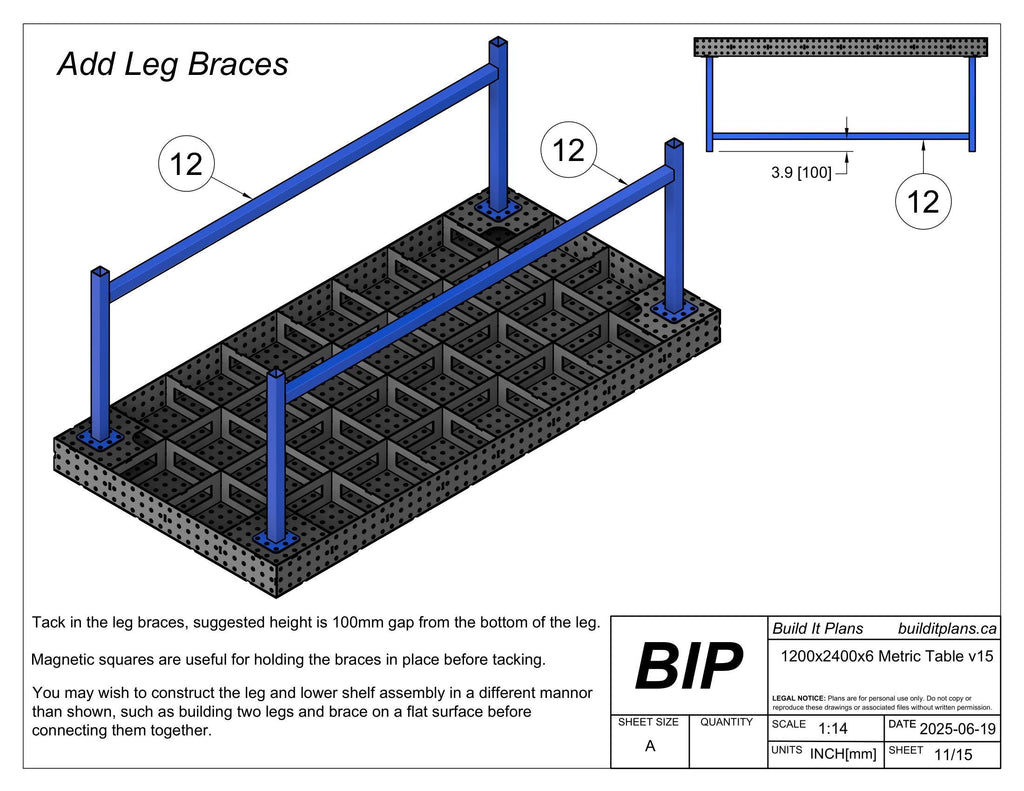 1200x2400mm Welding Table DXF Files - 6mm Steel