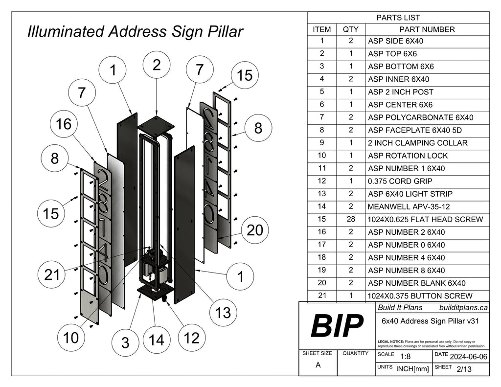 Illuminated Address Sign Pillar DXF Cut Files And Plans