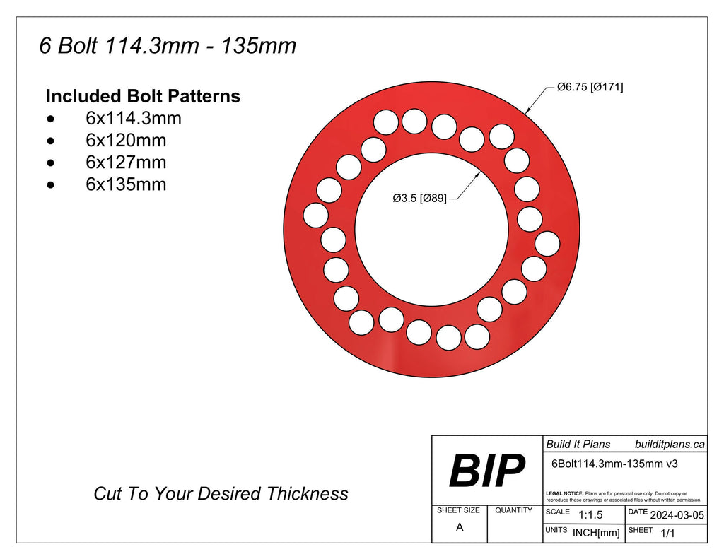 Universal Wheel Spacer DXF Files – DIY Wheel Spacer Cut File Pack