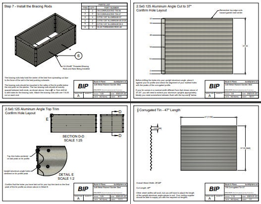 4'x8' Metal Raised Garden Bed PDF Plans - 48"x96"