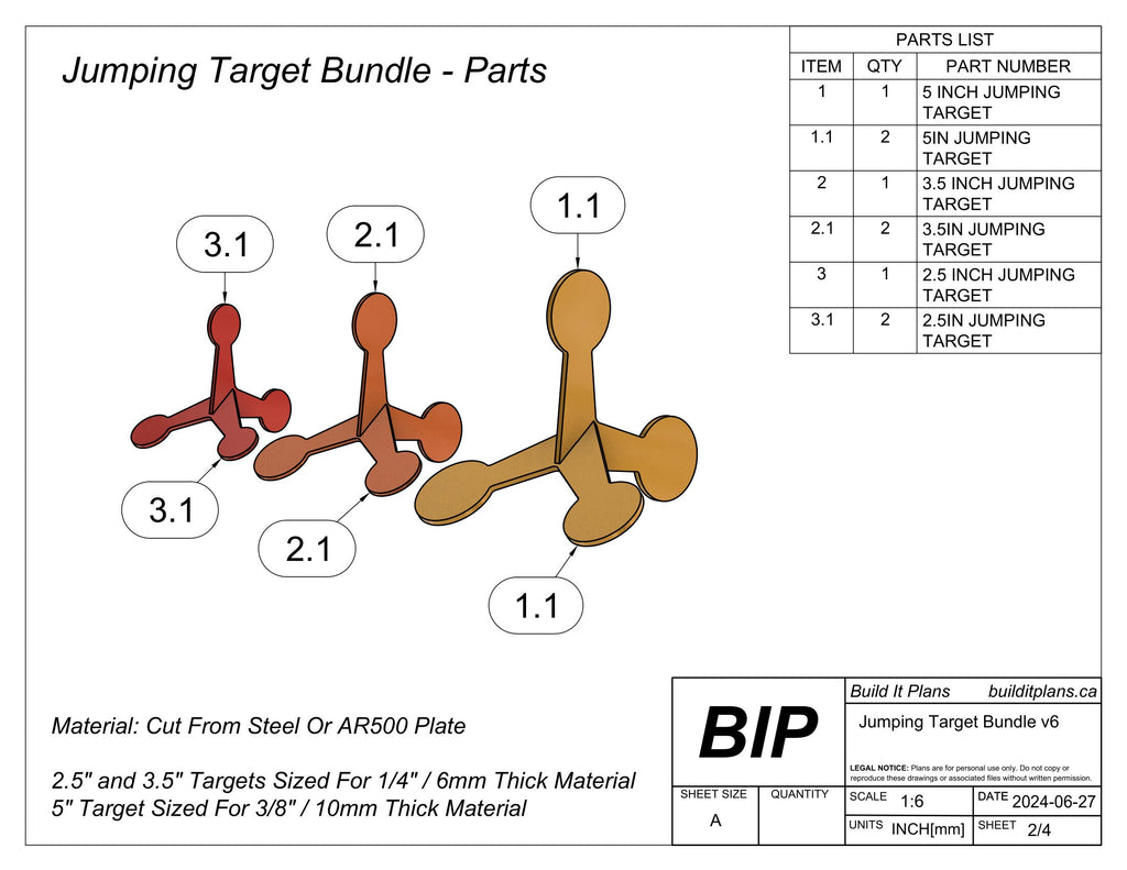 Jumping Target DXF File Bundle: 2.5, 3.5, 5 Inch Walking Target Files