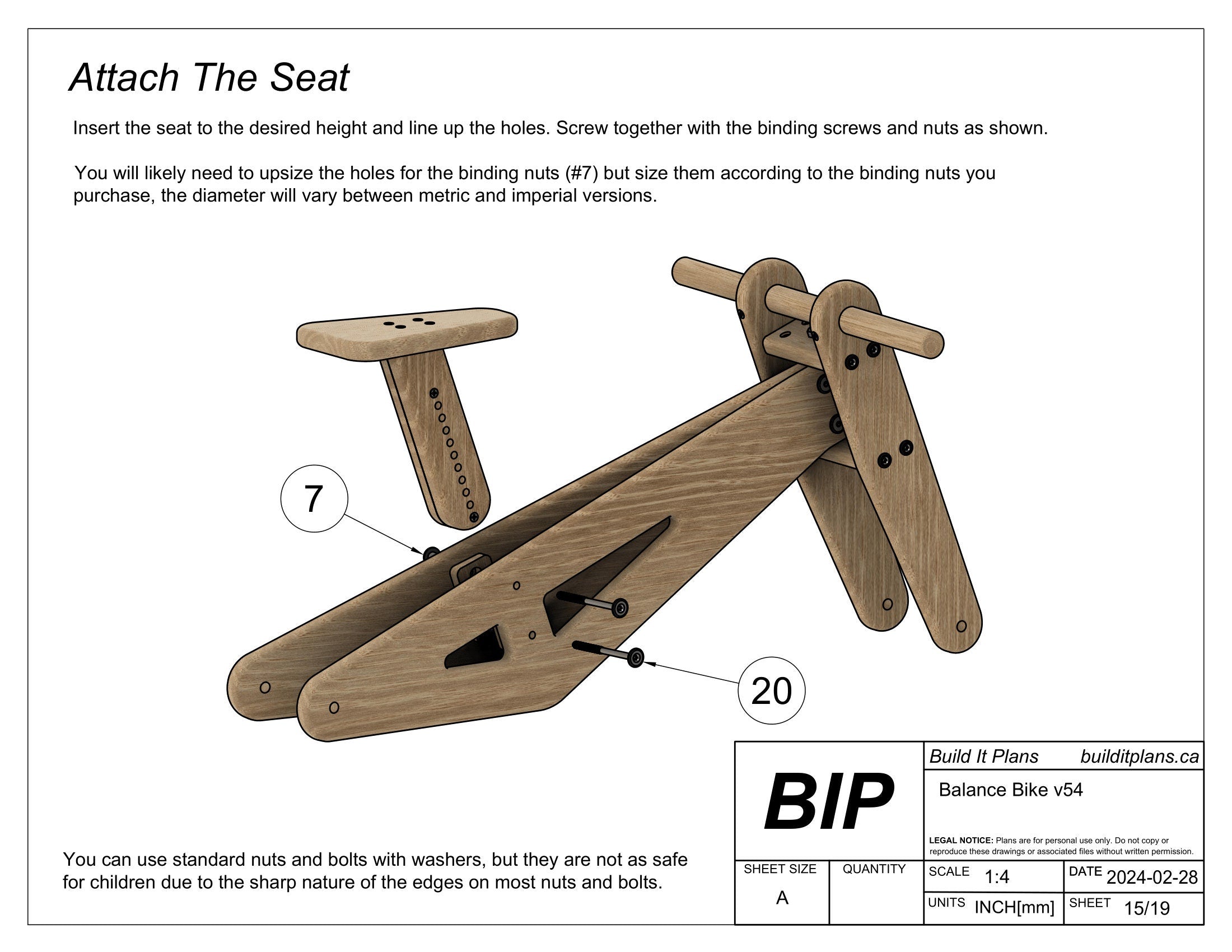 Kids Plywood Balance Bike DIY PDF Plans