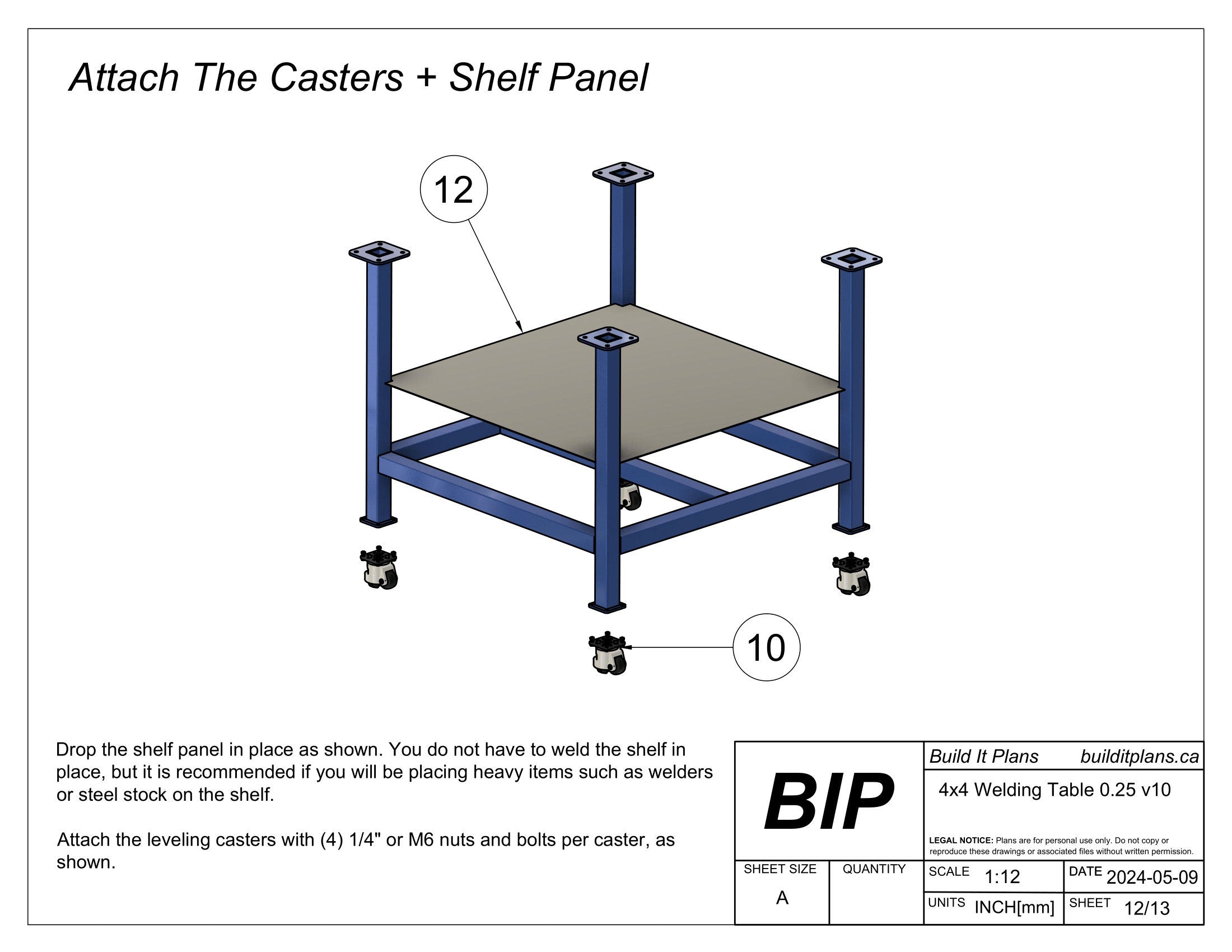 4'x4' Welding Fixture Table DXF Files - 1/4" Steel