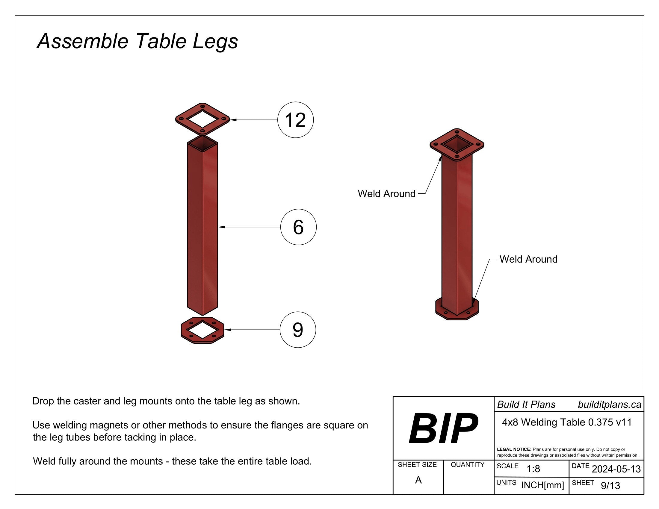 4'x8' Welding Table DXF Files - 3/8" Steel