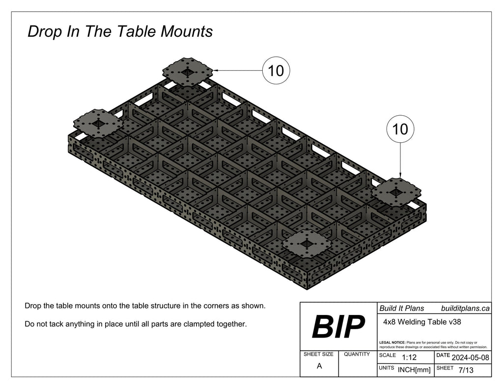 4'x8' Welding Table DXF Files - 1/4" Steel