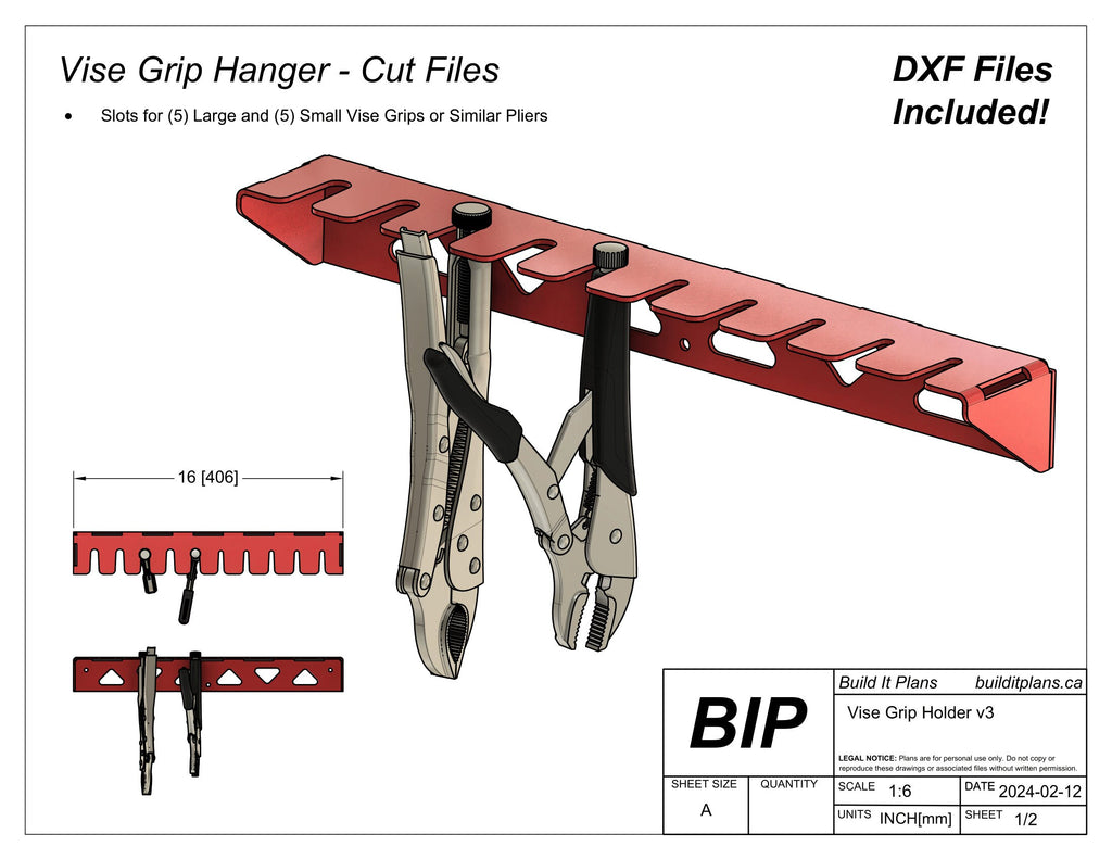 Tool Organizer DXF File Bundle - Wall Mount Garage Tool Hangers Cut File Pack
