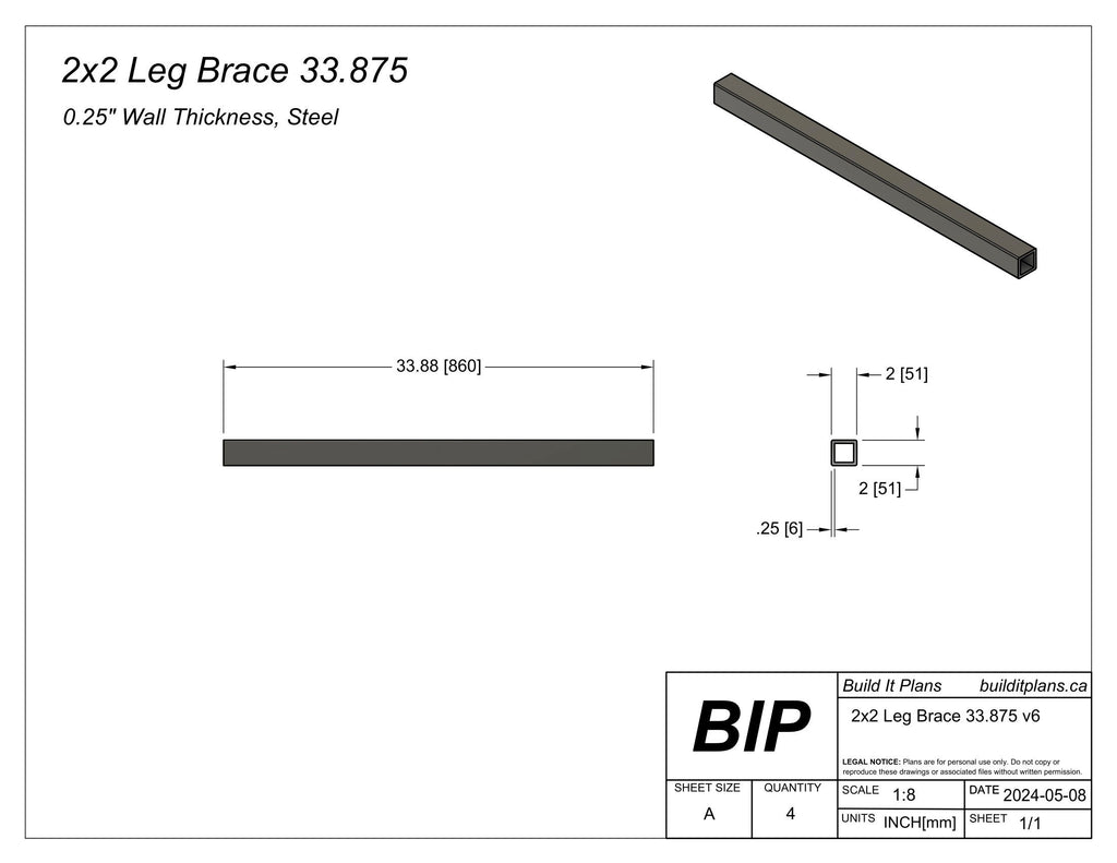 4'x8' Welding Table DXF Files - 1/4" Steel