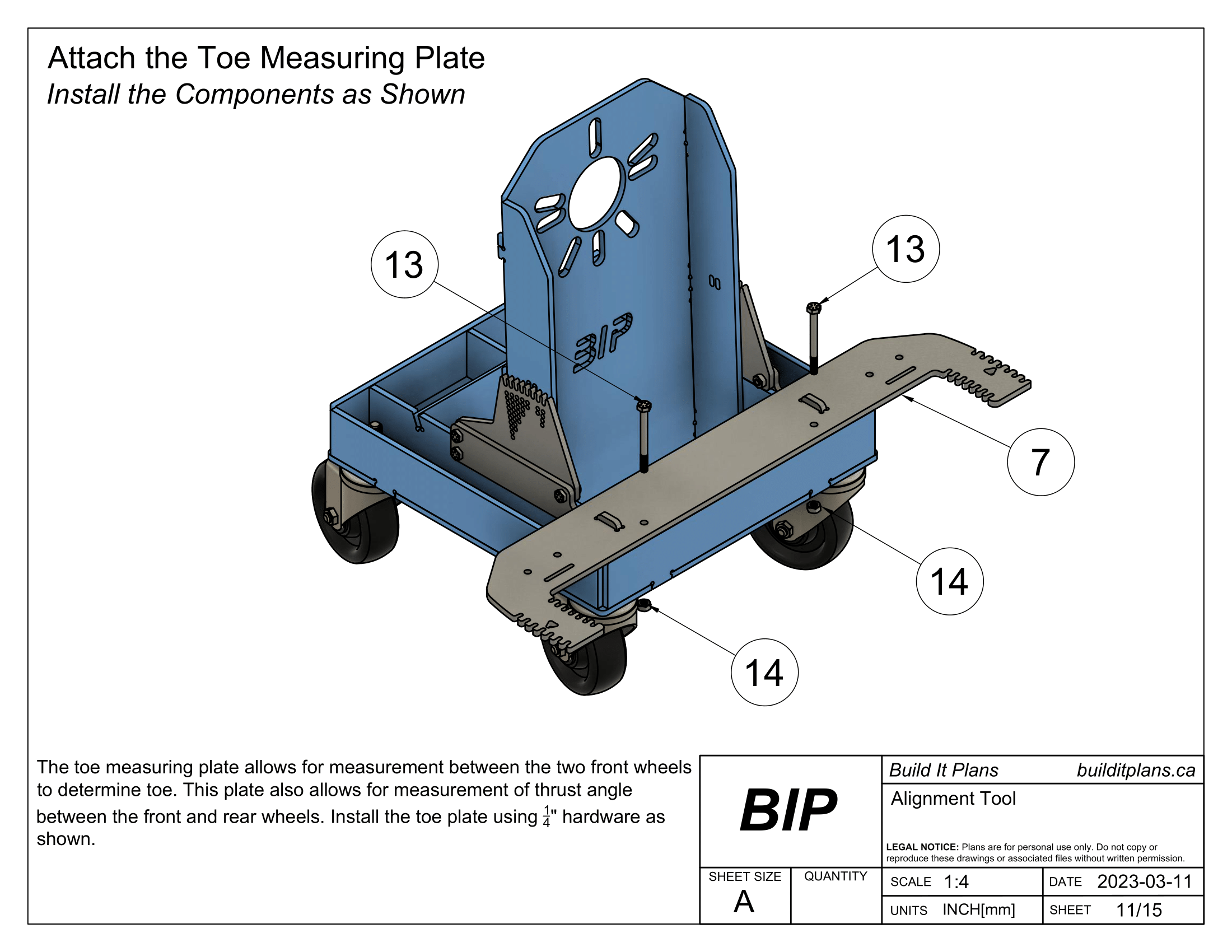 Wheel Alignment Tool DXF Files - Toe + Camber Adjustment Device Cut Files + PDF Plans