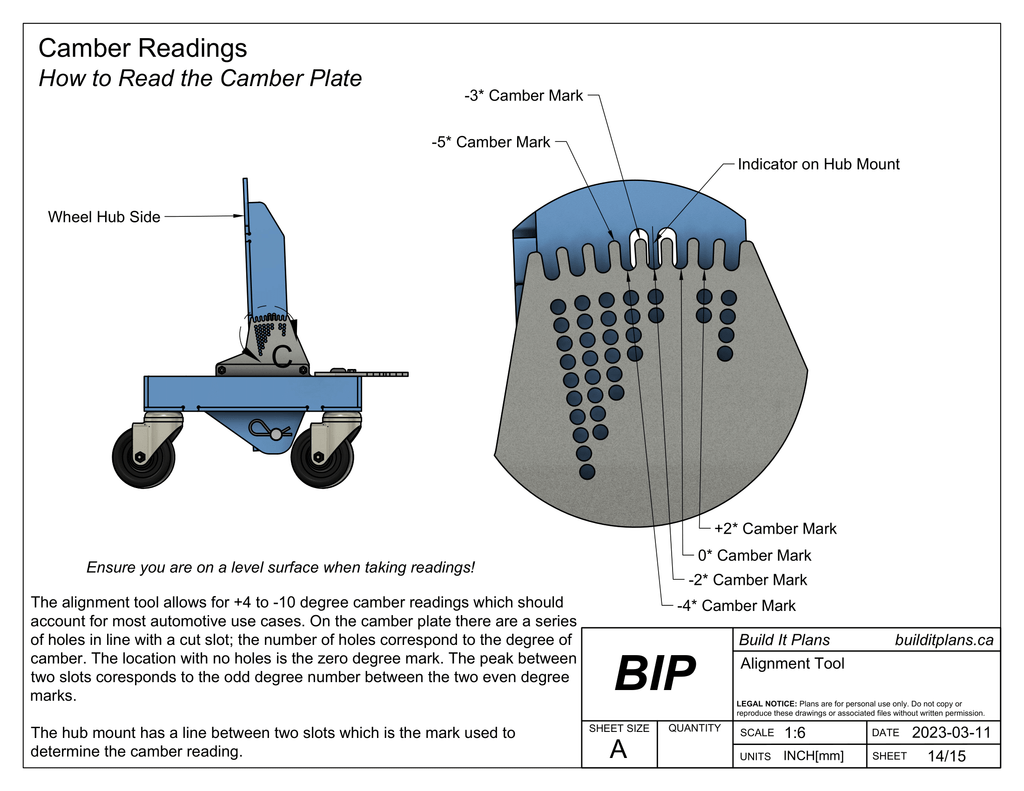 Wheel Alignment Tool DXF Files - Toe + Camber Adjustment Device Cut Files + PDF Plans