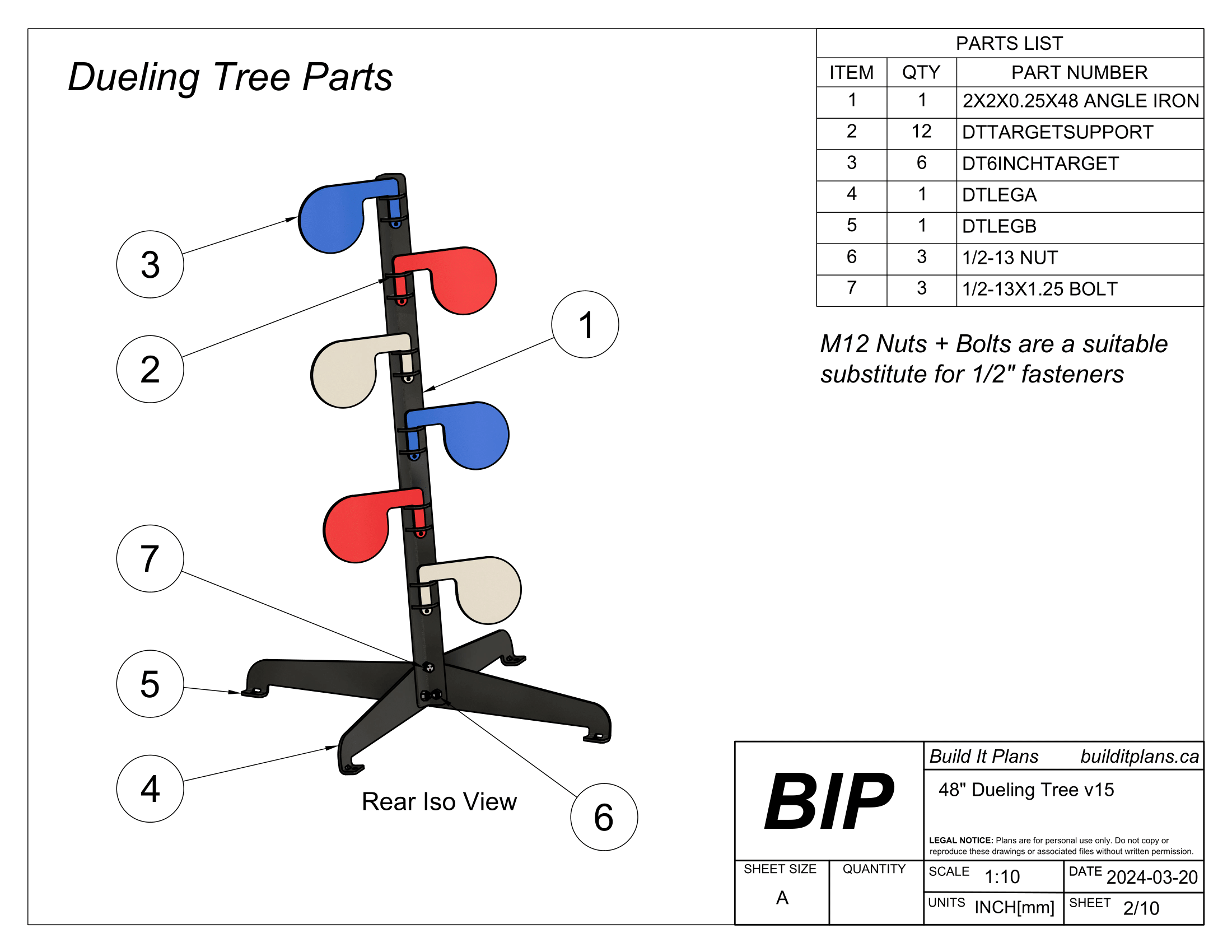 48" Dueling Tree DXF Files - Shooting Paddle Target Cut Files