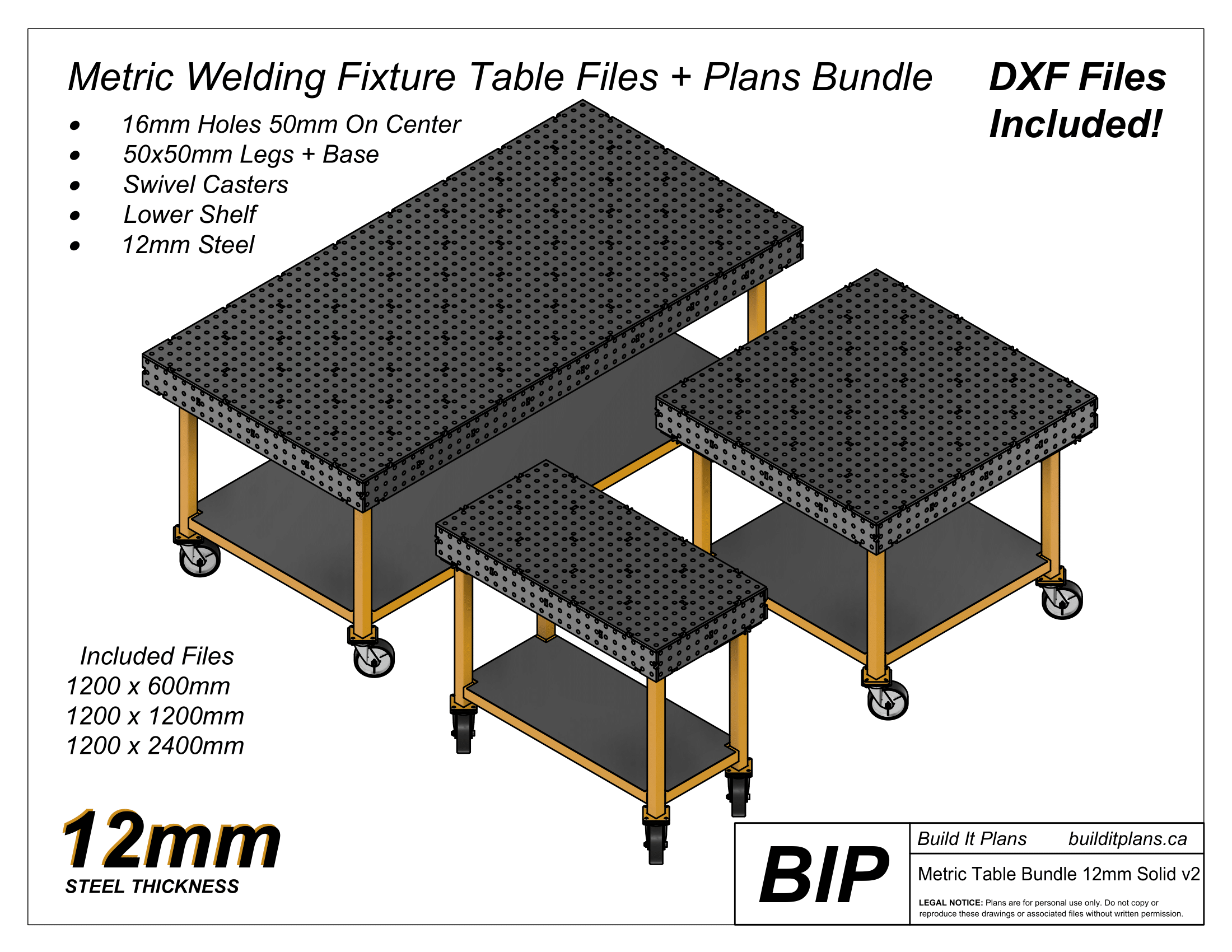 12mm Metric Welding Table DXF File Bundle - Fixture Table Cut Files