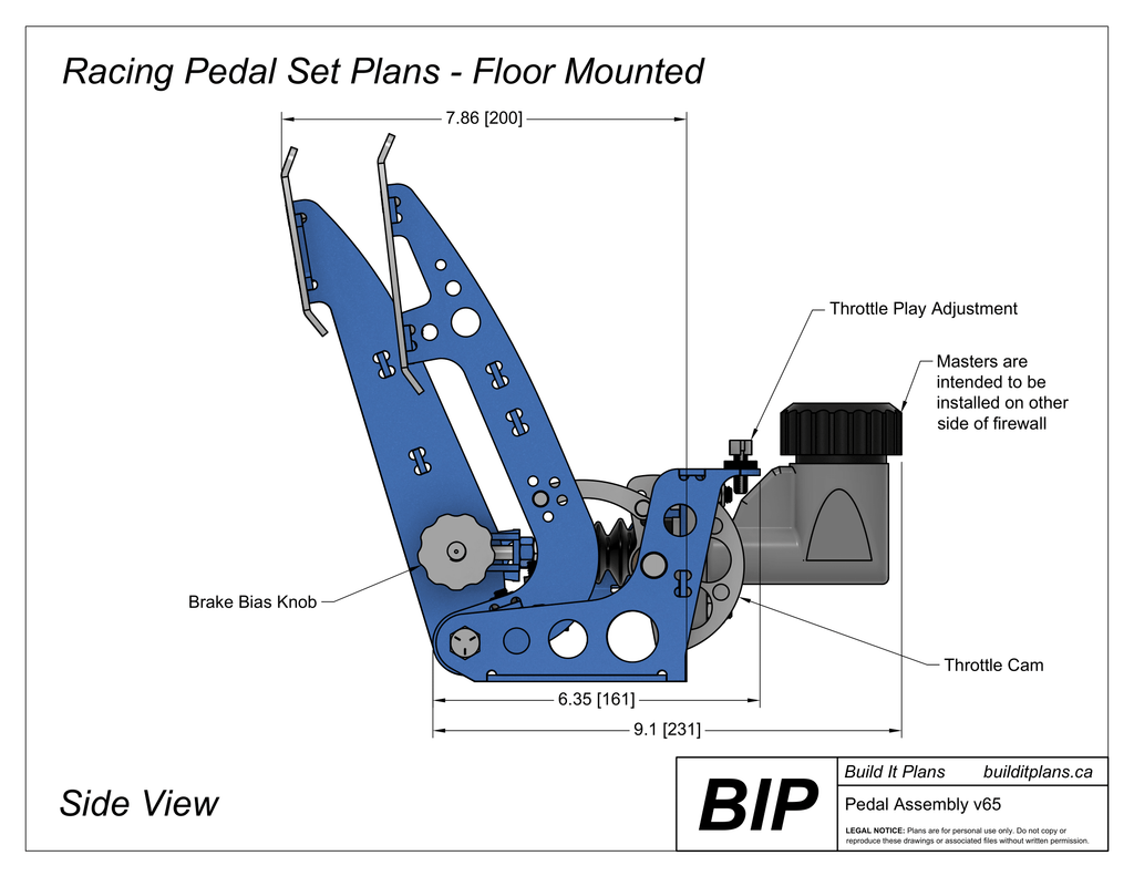 Race Car Pedal Set Plans - Floor Mounted - DXF Cut Files + PDF Plans