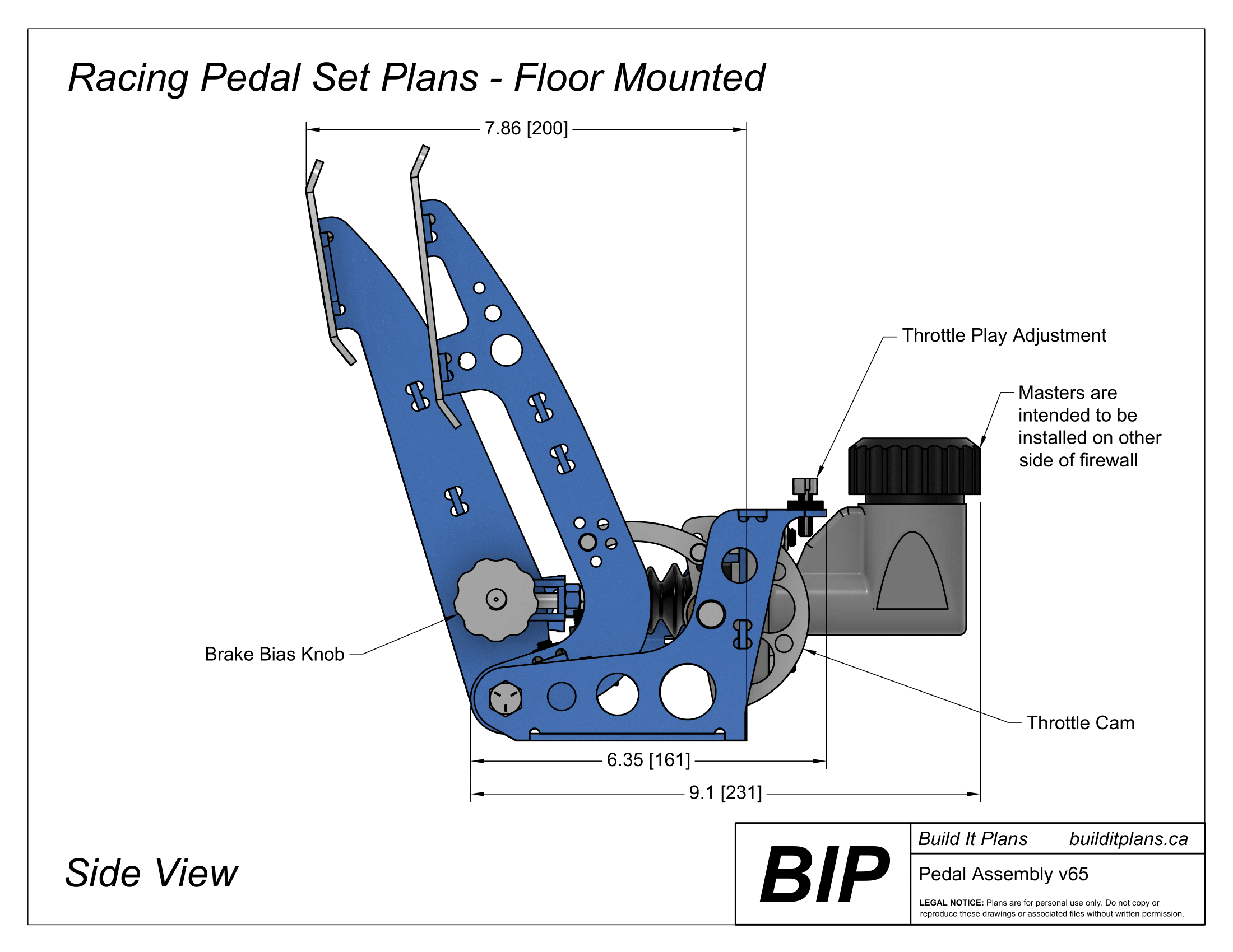 Race Car Pedal Set Plans - Floor Mounted - DXF Cut Files + PDF Plans