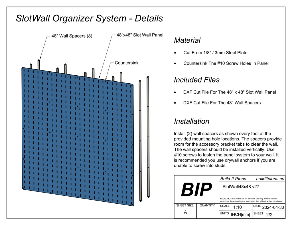 SlotWall Garage Organizer System DXF Cut Files - Deluxe Bundle DIY Shop Tool Storage