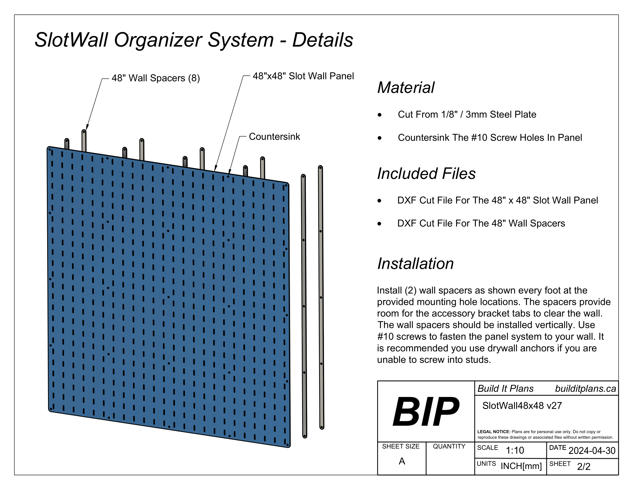 SlotWall Garage Organizer System DXF Cut Files - Deluxe Bundle DIY Shop Tool Storage
