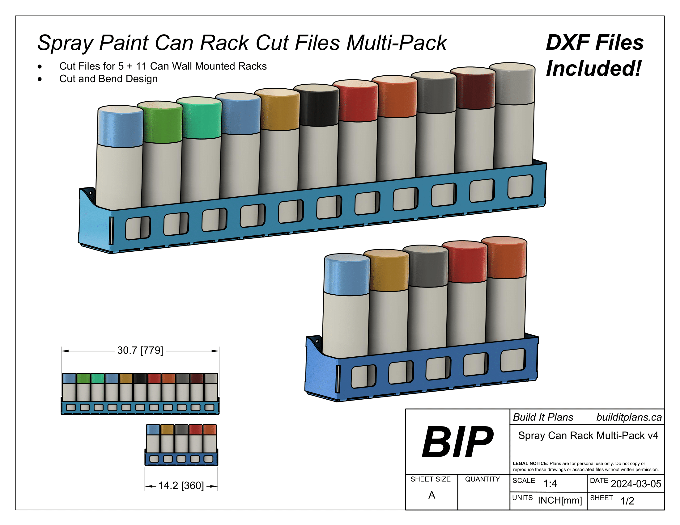 Tool Organizer DXF File Bundle - Wall Mount Garage Tool Hangers Cut File Pack