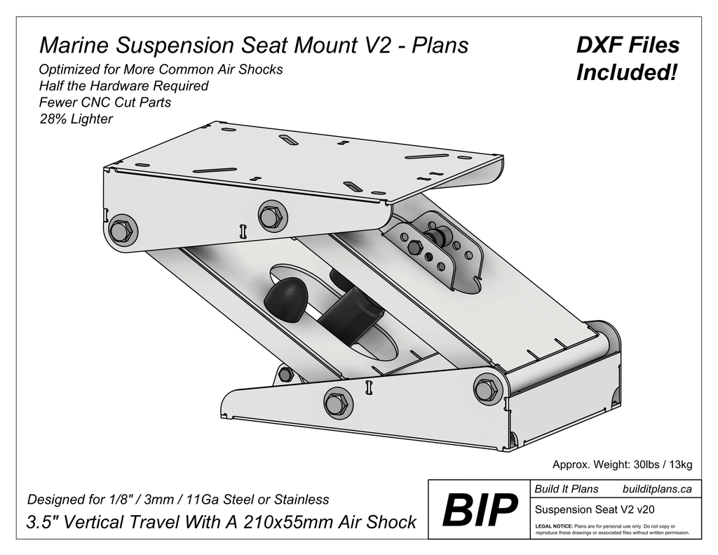 Boat Suspension Seat Mount Plans - DXF Files and PDF Instructions