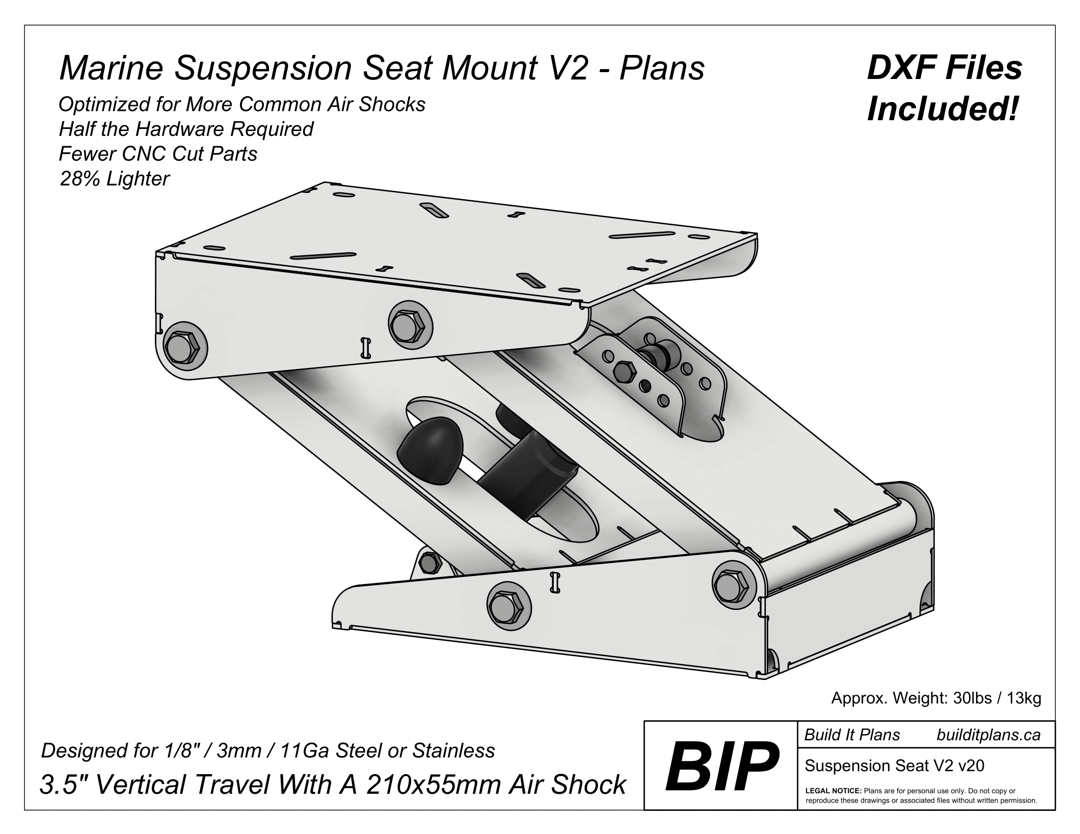 Boat Suspension Seat Mount Plans - DXF Files and PDF Instructions