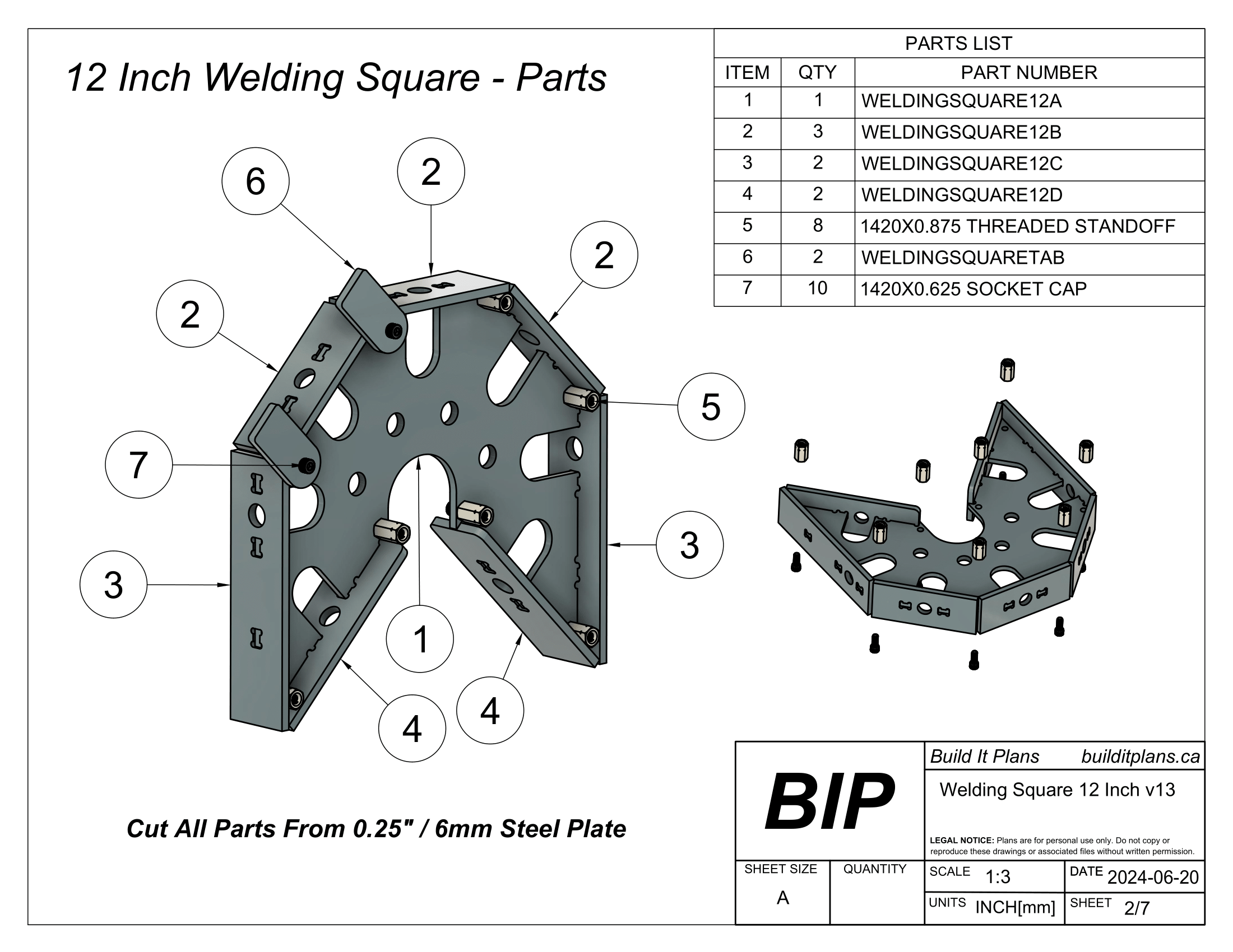 SAE Welding Square DXF Bundle – 1/4" Thick Steel – Cut Files + Plans
