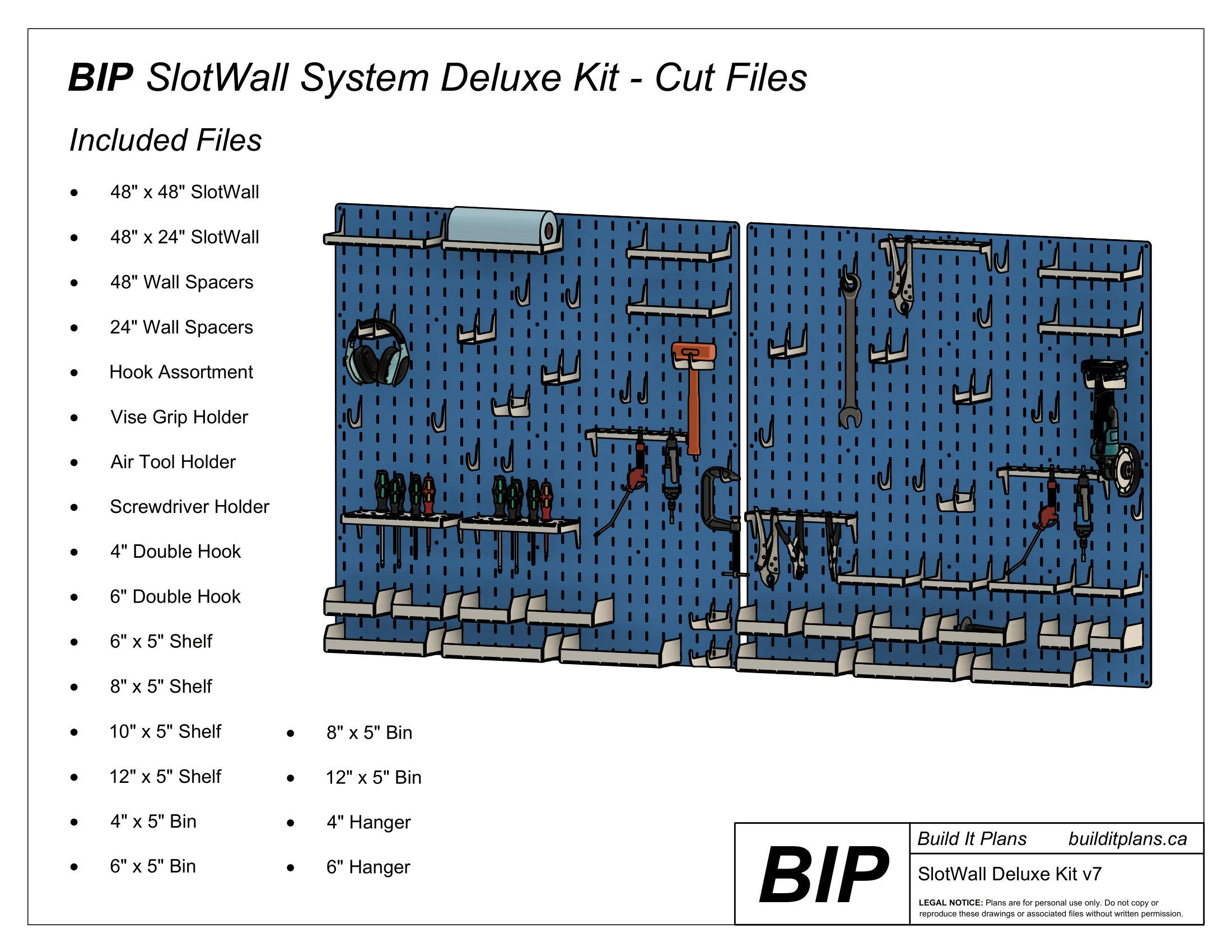 SlotWall Garage Organizer System DXF Cut Files - Deluxe Bundle DIY Shop Tool Storage