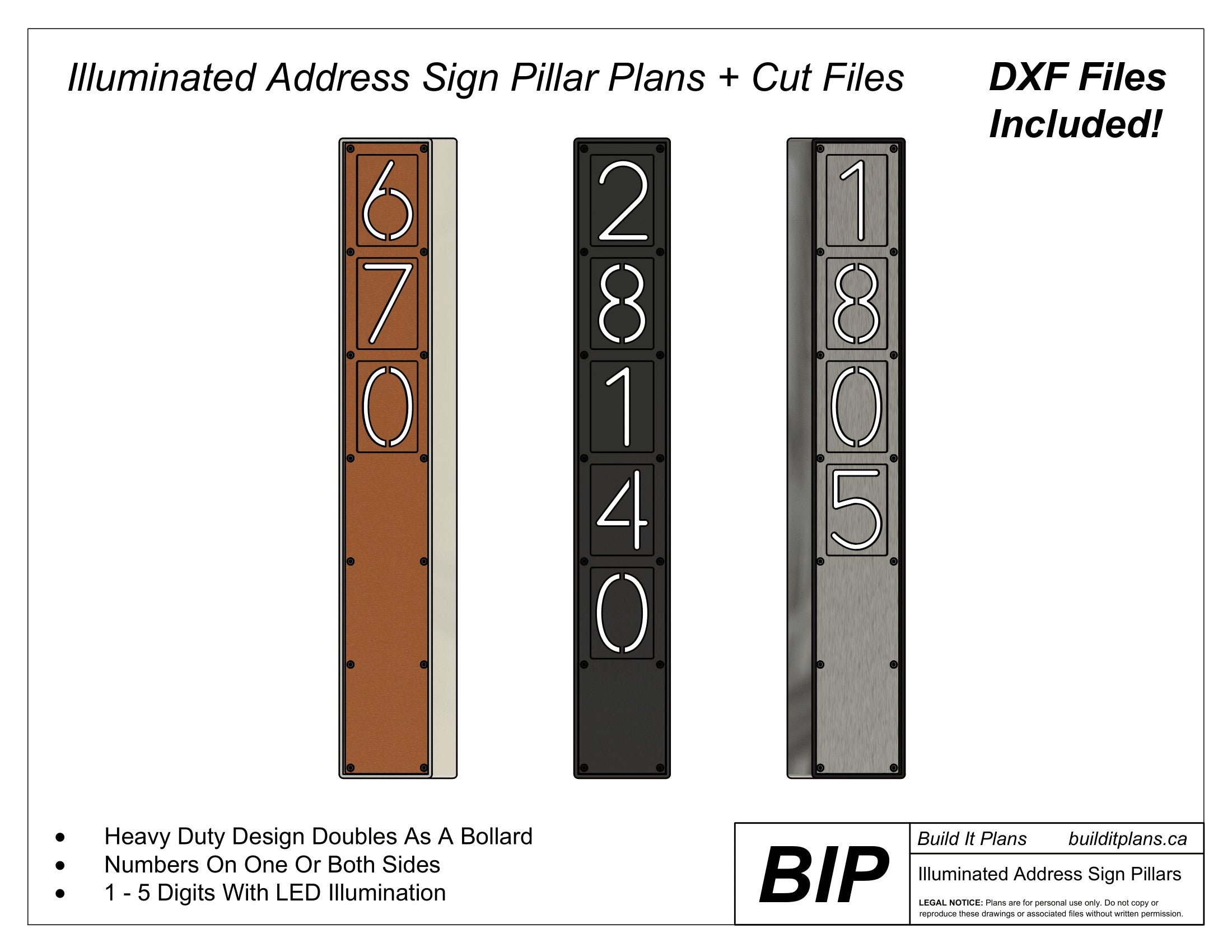 Address Sign Dxf Files Illuminated Address Sign Pillar DXF Cut Files And Plans – Build It ...