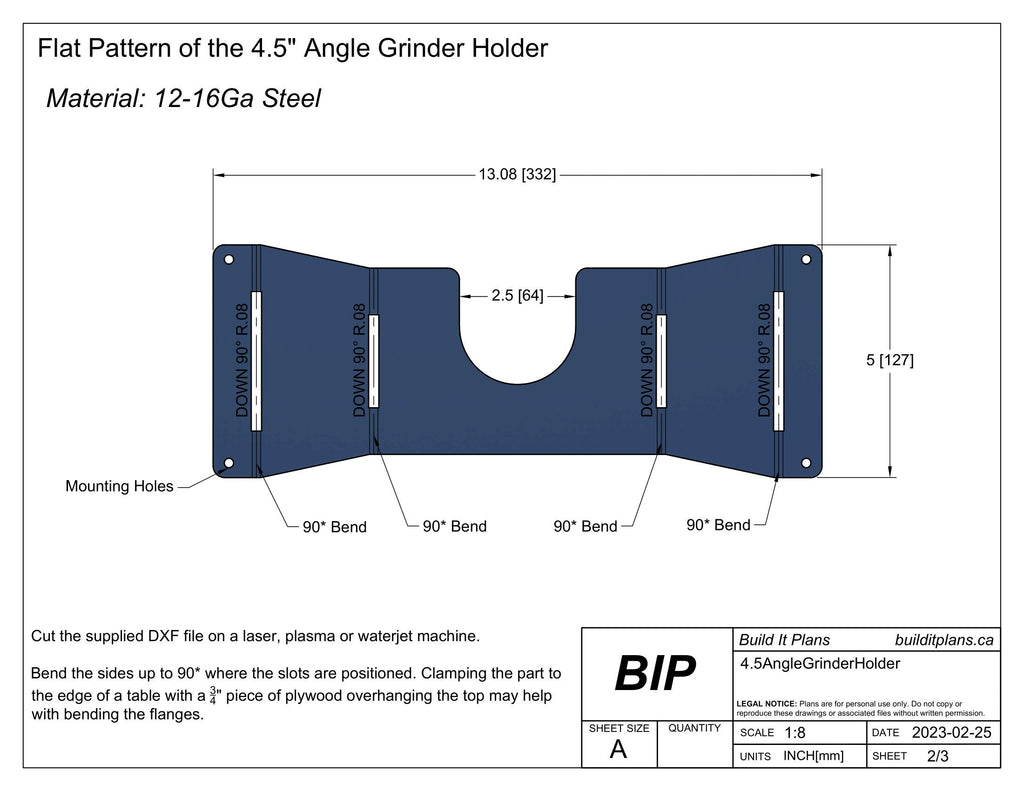 Grinder Holder DXF - 4.5 Inch Grinder Rack Cut File