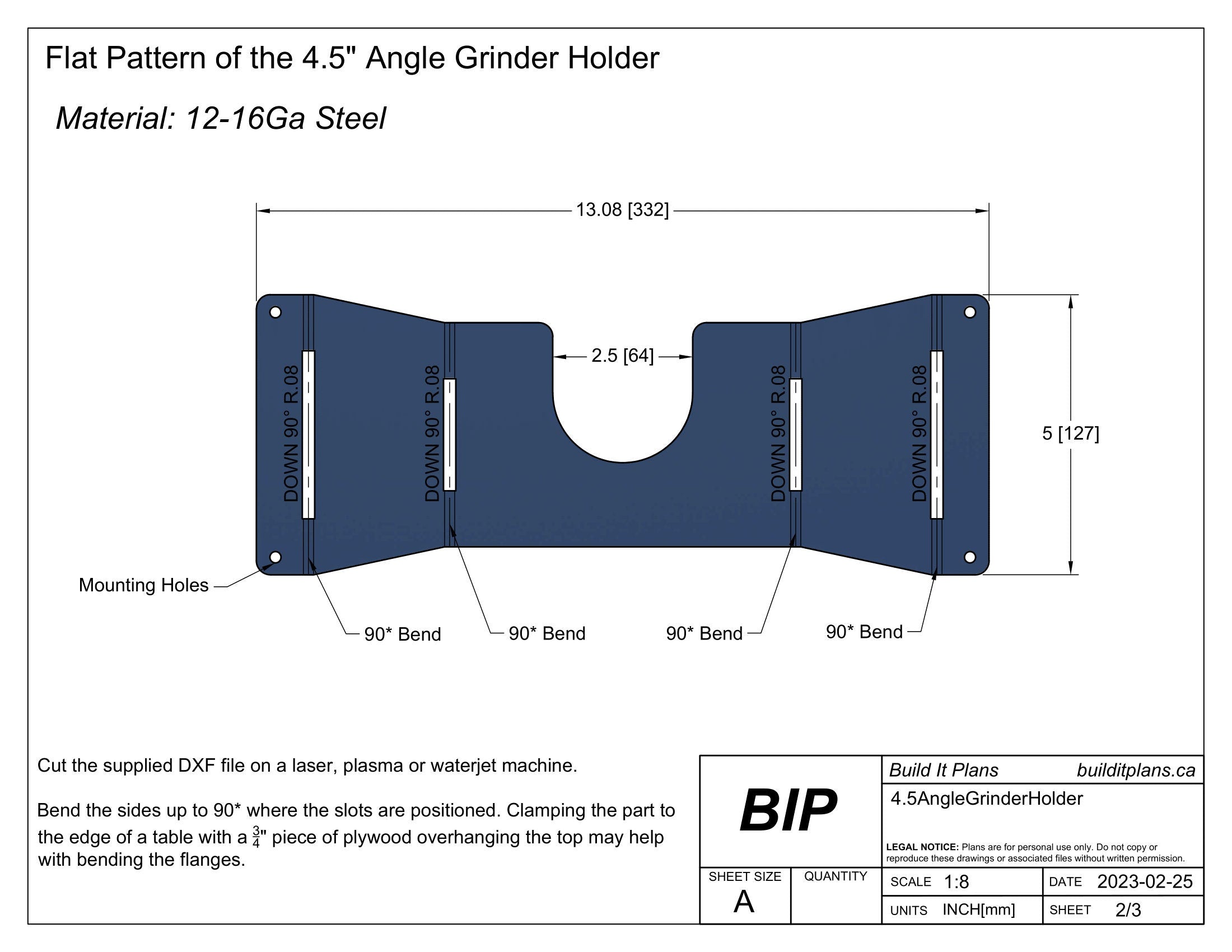 Grinder Holder DXF - 4.5 Inch Grinder Rack Cut File