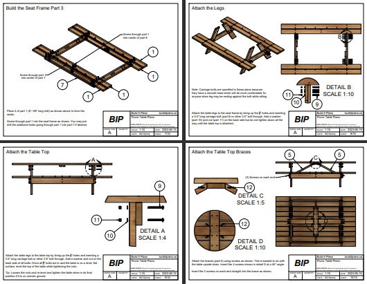 8 Foot Picnic Table PDF Plans - DIY Picnic Table Plans
