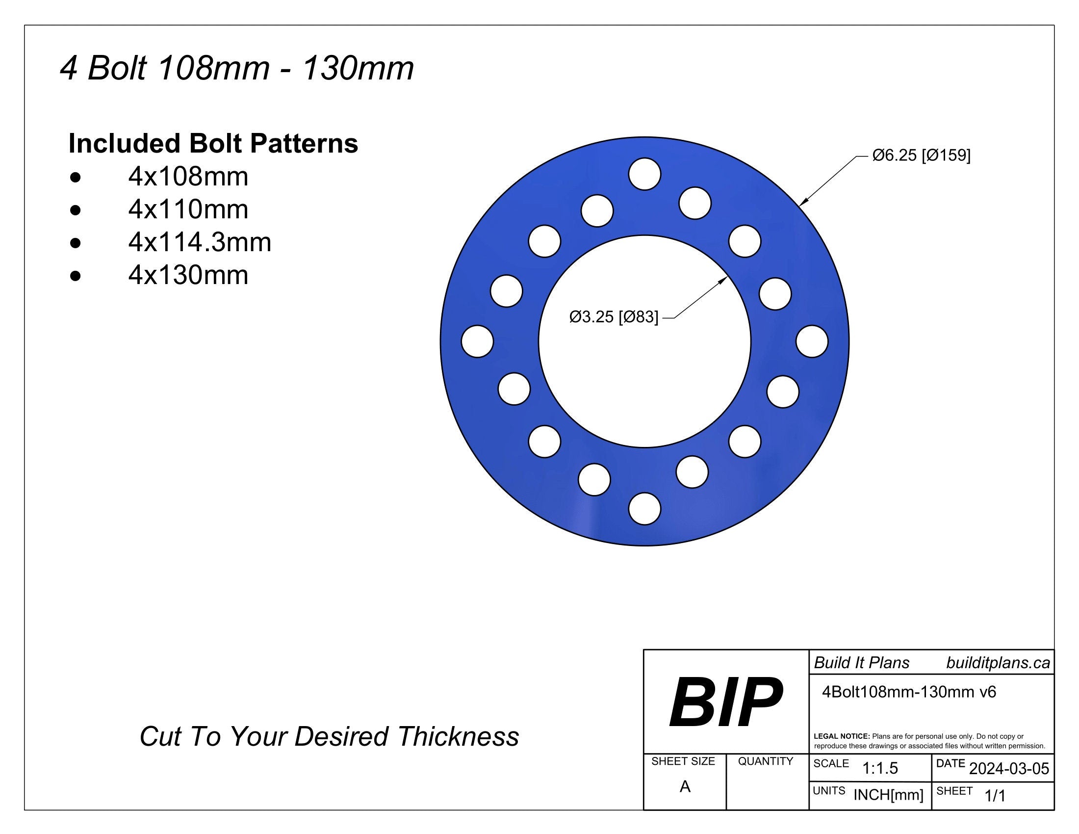 Universal Wheel Spacer DXF Files – DIY Wheel Spacer Cut File Pack